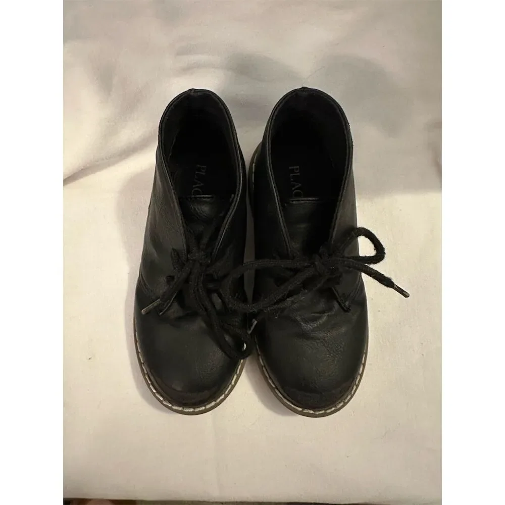 The Children's Place Toddler Boys Black Lace Up Boots Casual